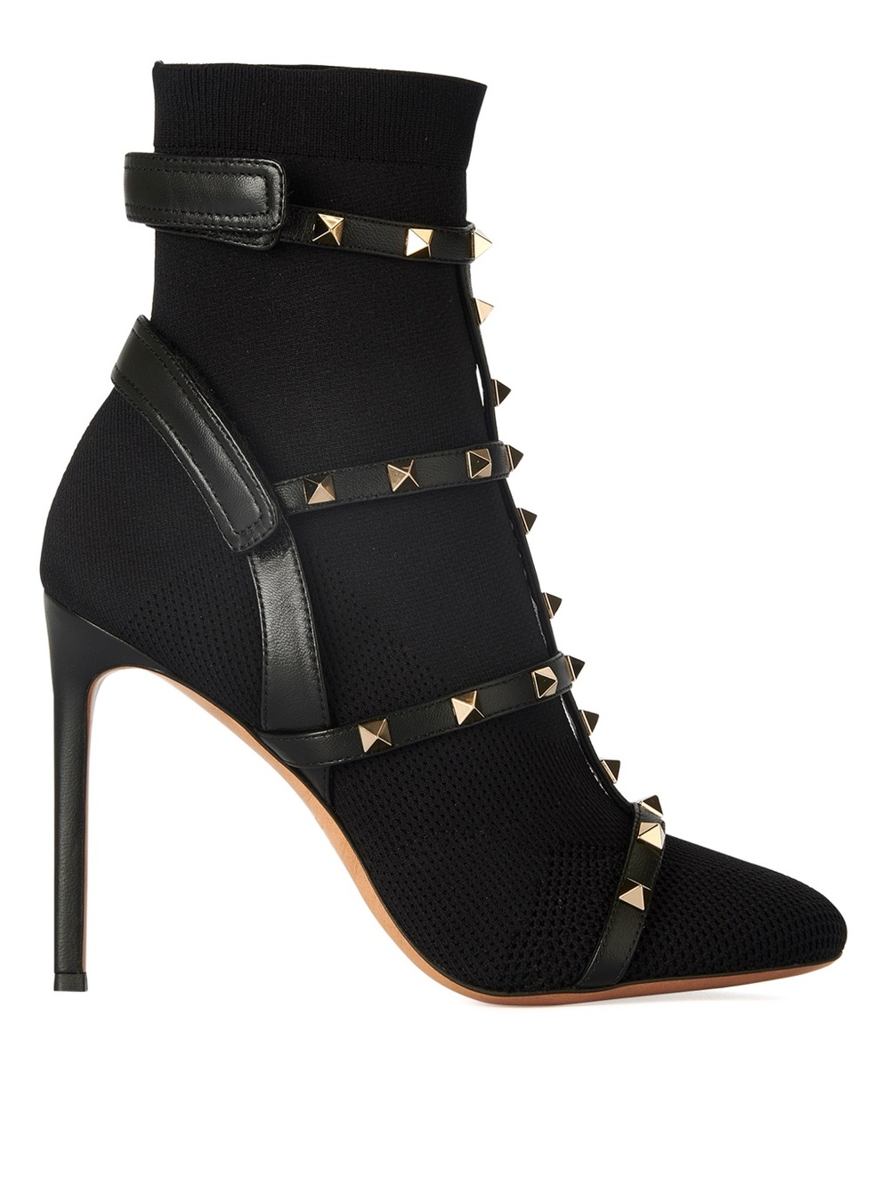 Valentino Garavani Rockstud Bodytech Ankle Stiletto Boots - size 37